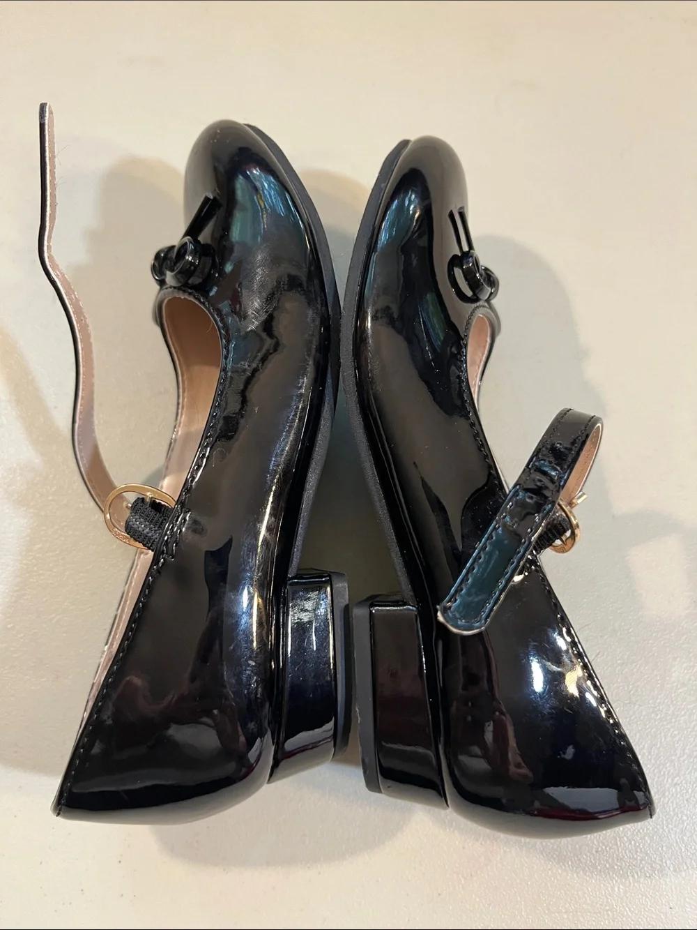 The Children's Place Black Patent Mary Jane Flats with Bow Strap